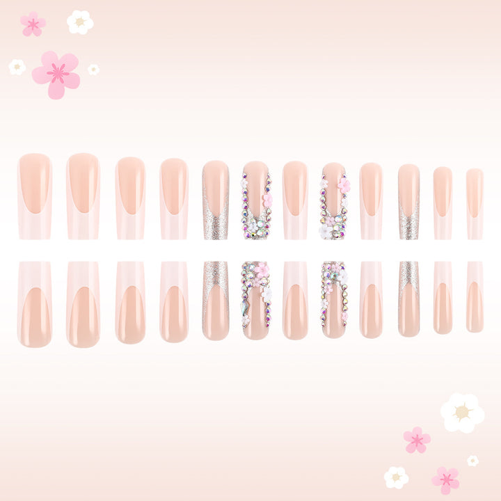 Artistic Press-On Nail Art Set with Floral Accents Kalsten