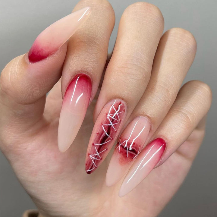 Artful Nail Extensions in Elegant Ombre Style with Art Motif Kalsten