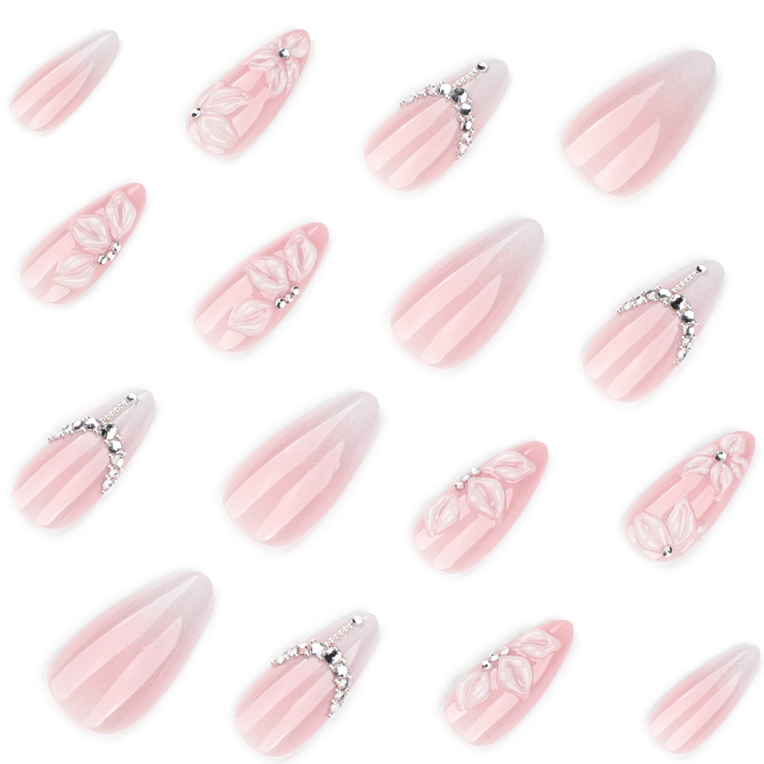 Acrylic Nail Extensions with Elegant Flower Design Kalsten