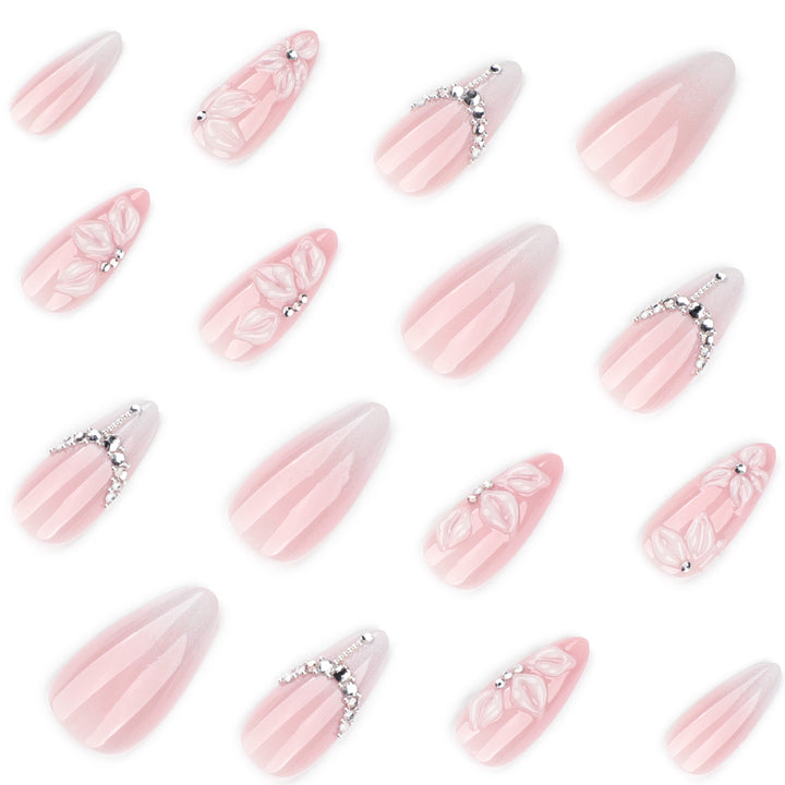 Acrylic Nail Extensions with Elegant Flower Design Kalsten