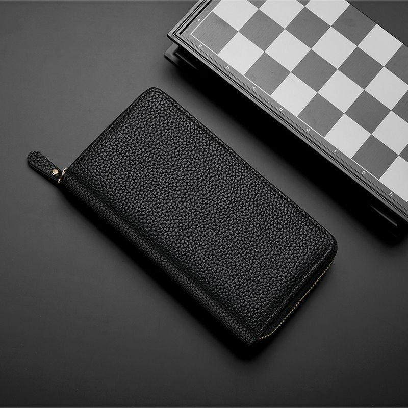 Textured Leather Zip-Around Wallet Kalsten