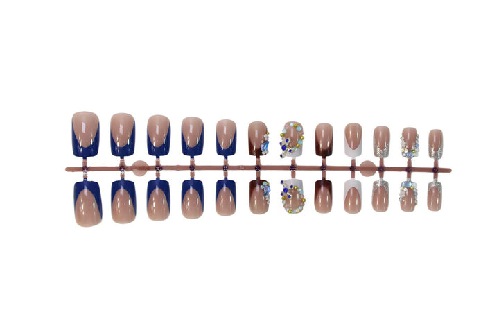 Artificial nail set with elegant stone embellishments and modern accents Kalsten