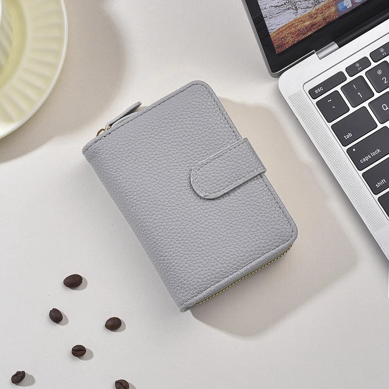 Textured Leather Zippered Card Organizer Kalsten