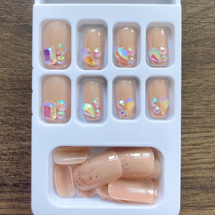 Elegant Glittery Press-On Nail Art