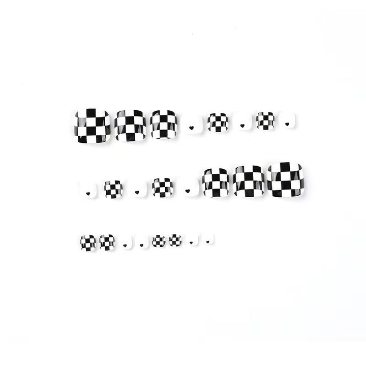 Artificial Nail Set with Attractive Chessboard Design Kalsten