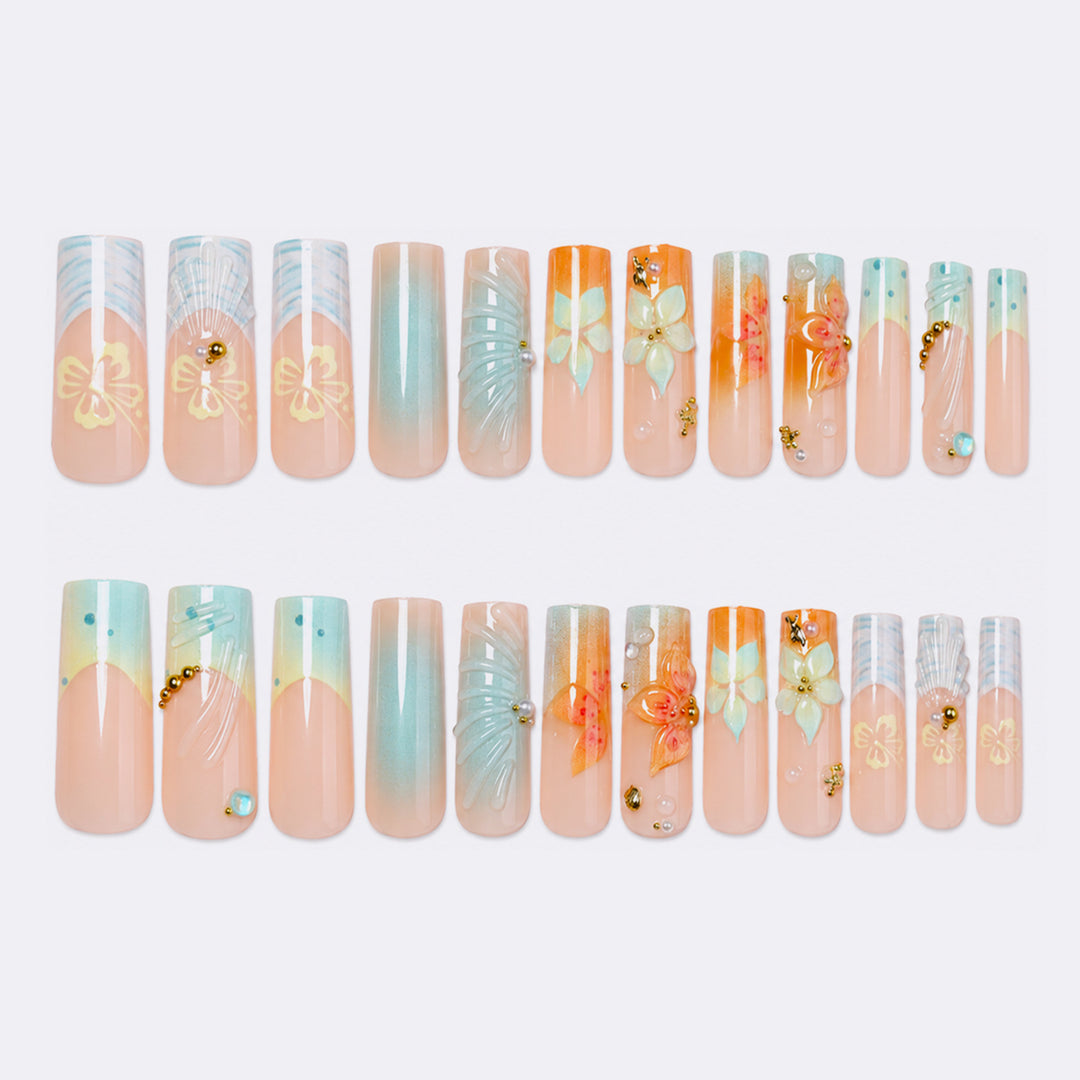 Artificial nail set with floral and luxurious decorations Kalsten