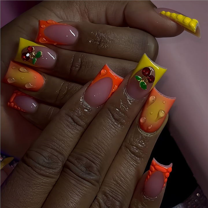 Creative Gel Press-On Nail Set with Fruit Accents Kalsten