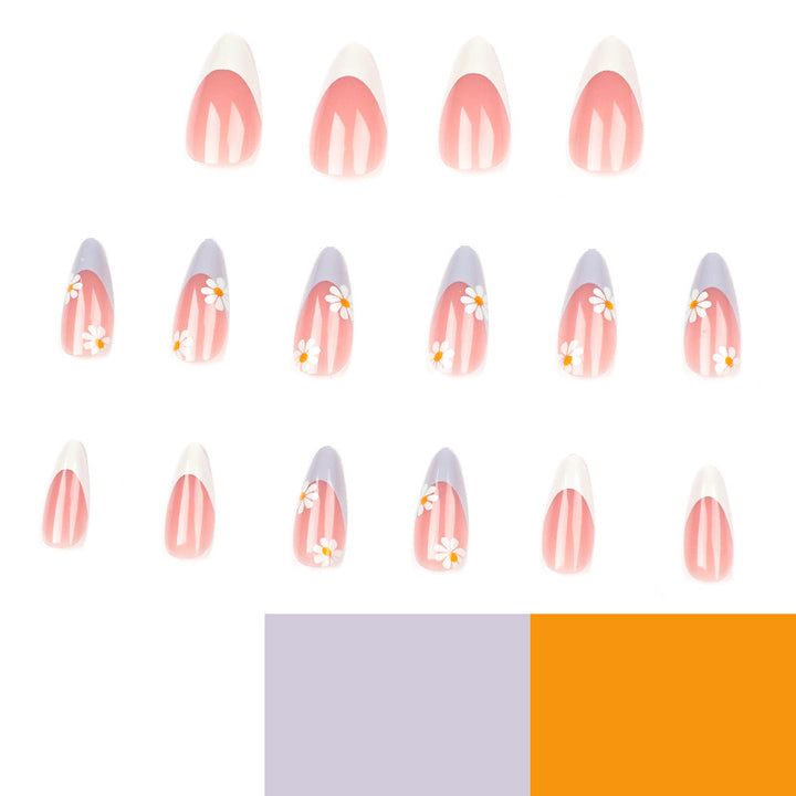 Elegant artificial nail design with delicate flower and ombre effects Kalsten