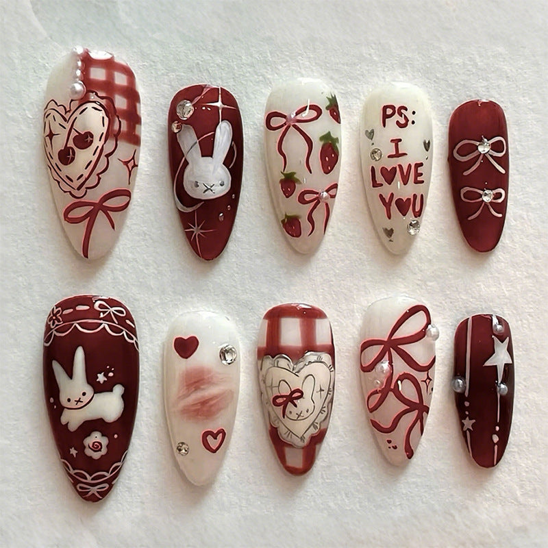 Romantic Themed Press-On Nail Art Set Kalsten
