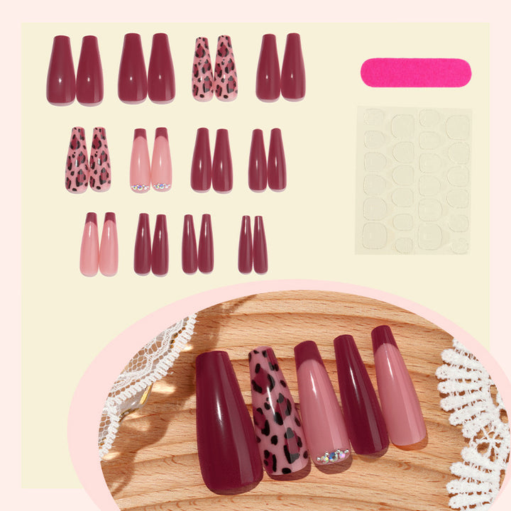 Decorative Press-On Nail Set with Stylish Leopard Accents kalsten