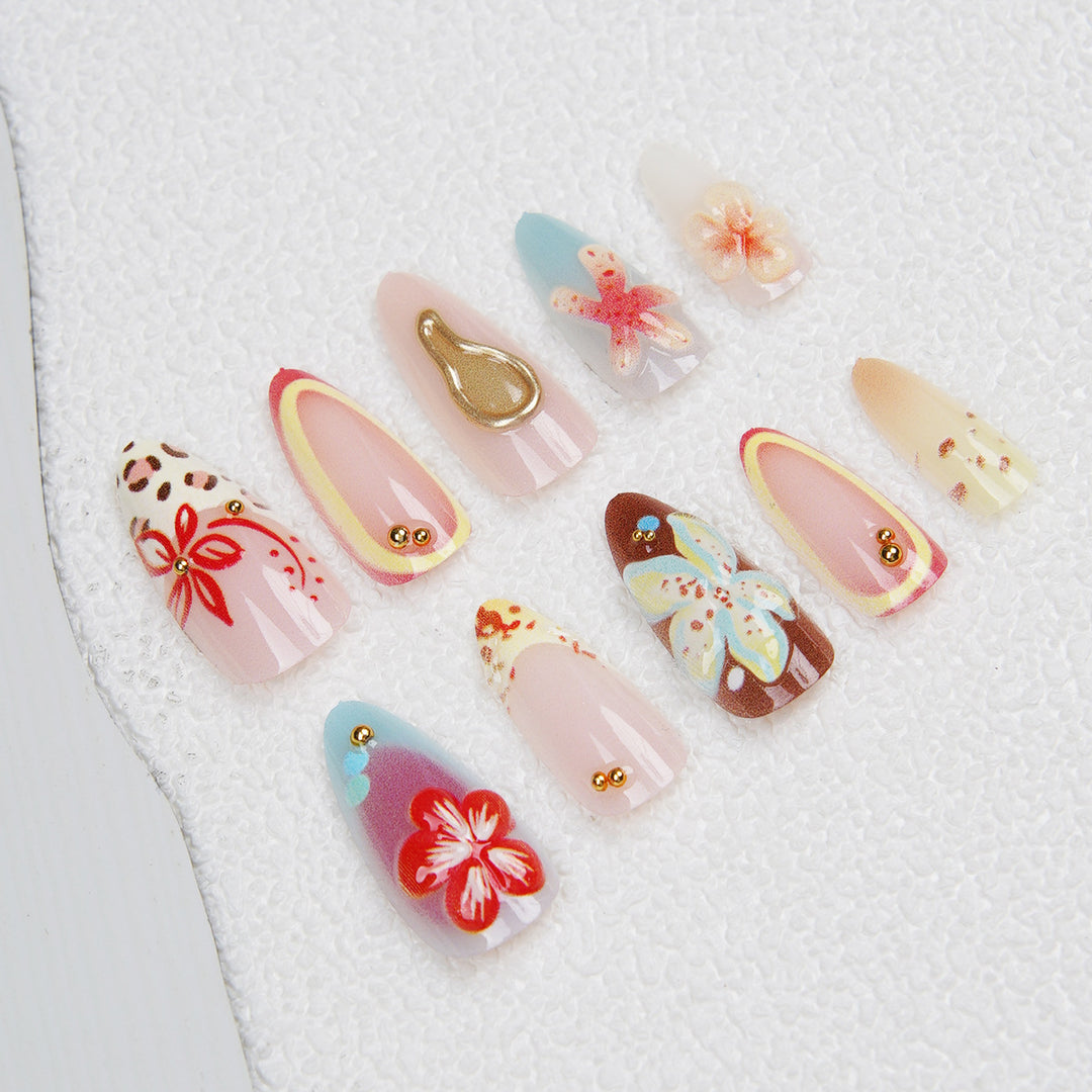 Artificial Nail Set with Floral Accents Kalsten