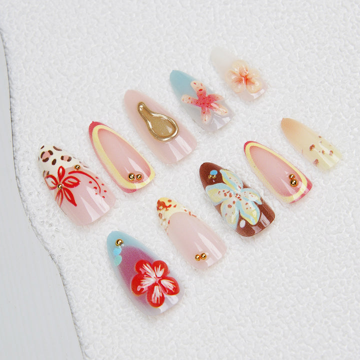Artificial Nail Set with Floral Accents Kalsten