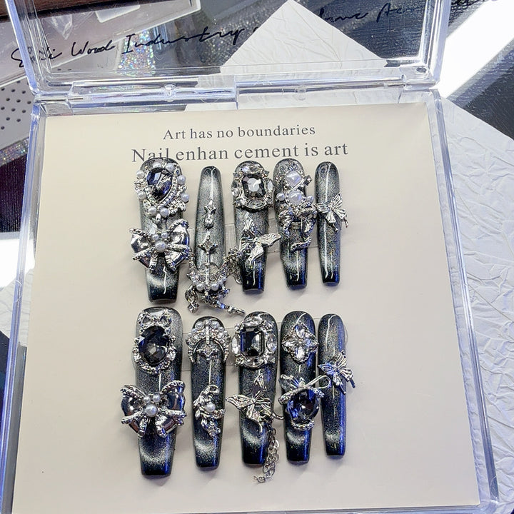 Glamorous Rhinestone-Embellished Nail Art Set