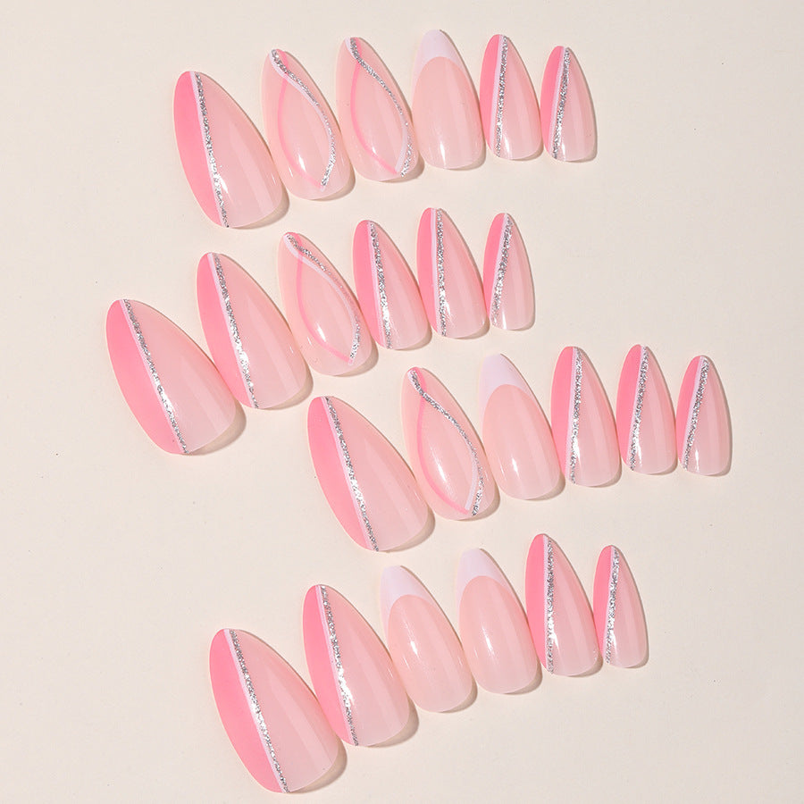 Elegant Press-On Nail Art Set with Butterfly and Glitter Accents Kalsten
