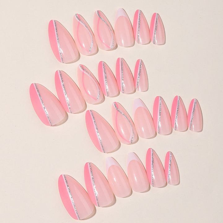 Elegant Press-On Nail Art Set with Butterfly and Glitter Accents Kalsten