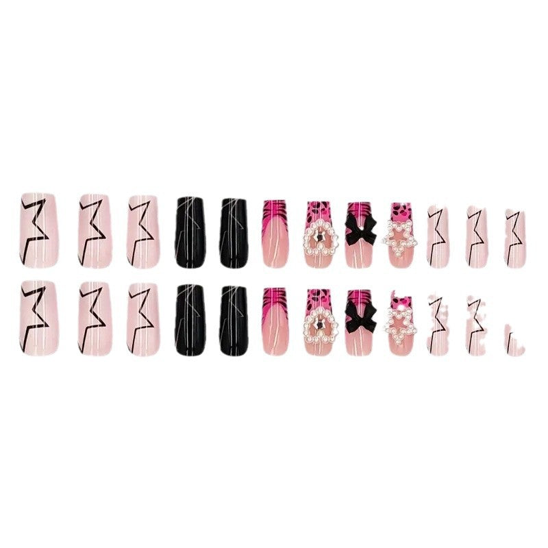Decorative Press-On Nail Art with Pearl Accents Kalsten