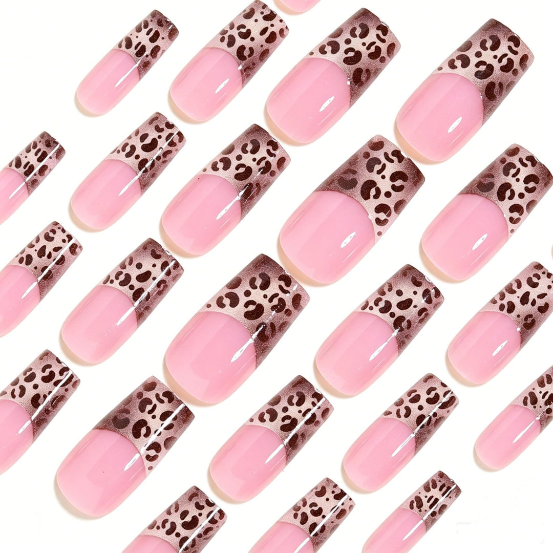 Elegant Leopard Print French Tip Press-On Nails Kalsten