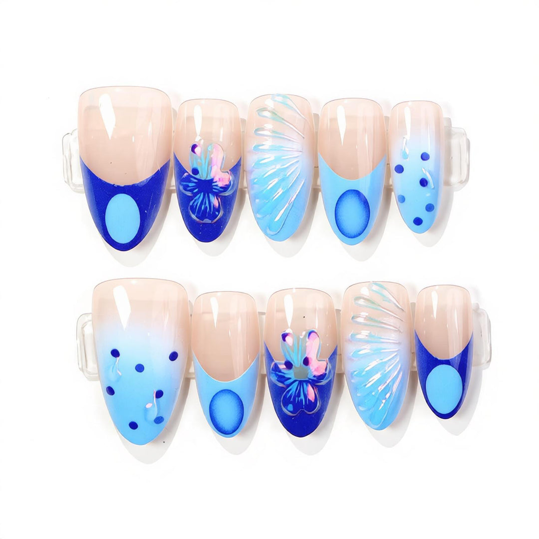 Decorative Press-On Nail Art Set with Oceanic Patterns Kalsten