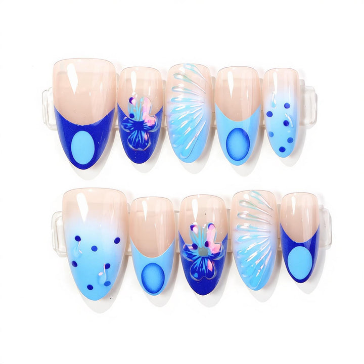 Decorative Press-On Nail Art Set with Oceanic Patterns Kalsten