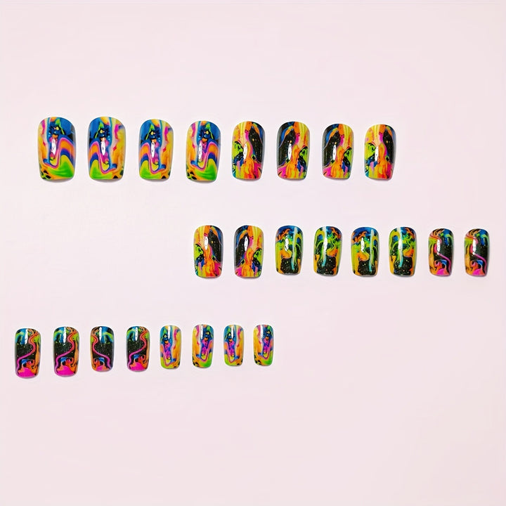 Neon Marbled Nail Art Kalsten