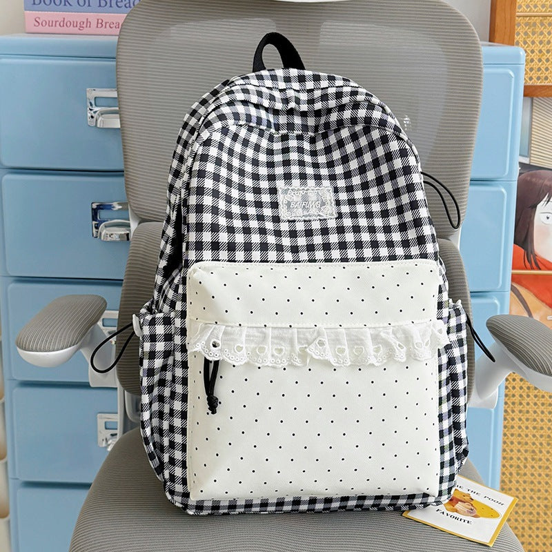 Cute Checkered Pattern Backpack Kalsten
