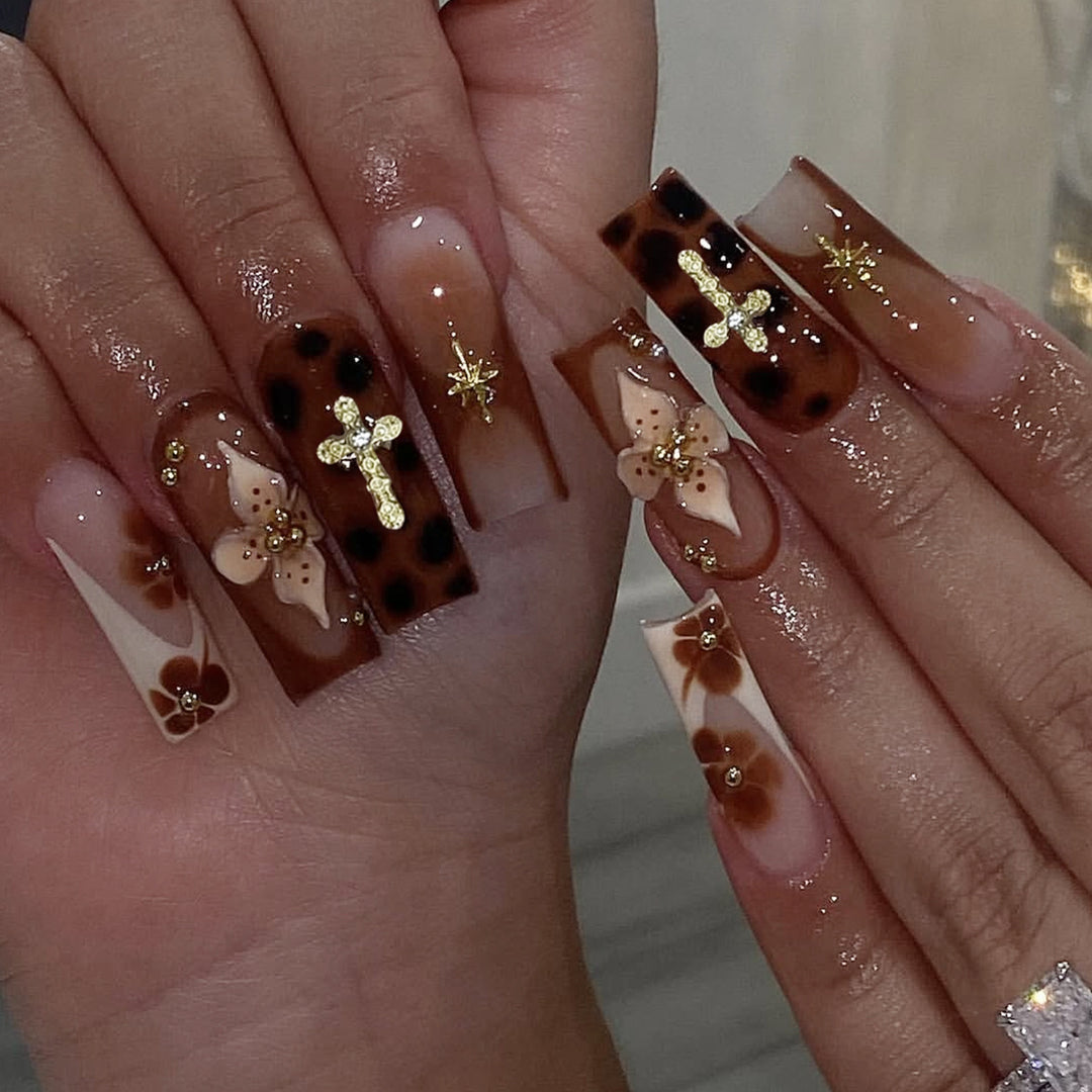 Decorative 3D Floral and Cross Nail Art Extensions Kalsten