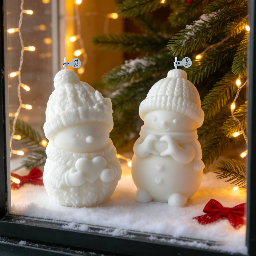 Snowman-Themed Decorative Candle