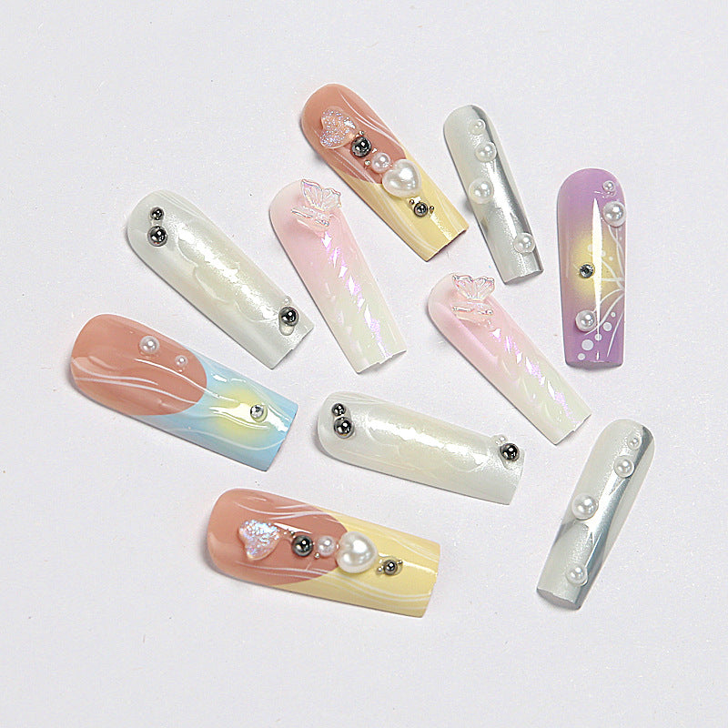 Creative artificial nails with 3D flower embellishments Kalsten