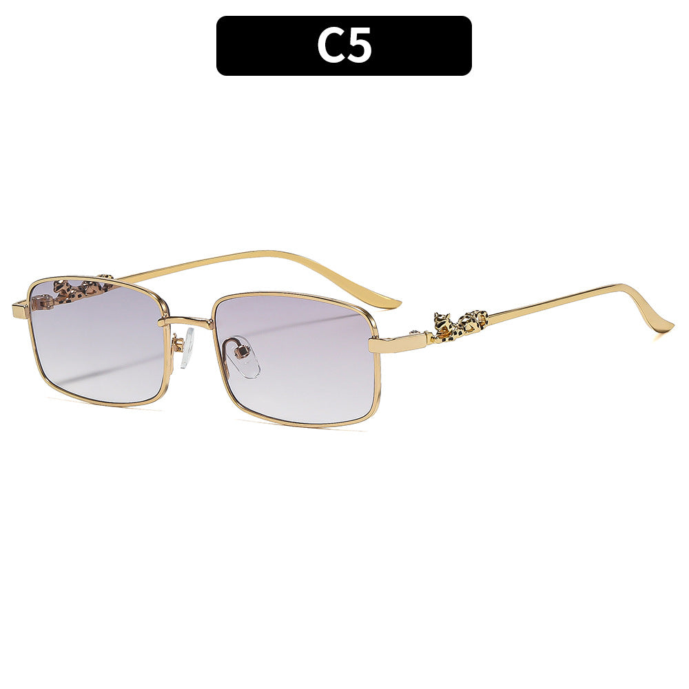 Elegant Square Frame Sunglasses with Decorative Accents