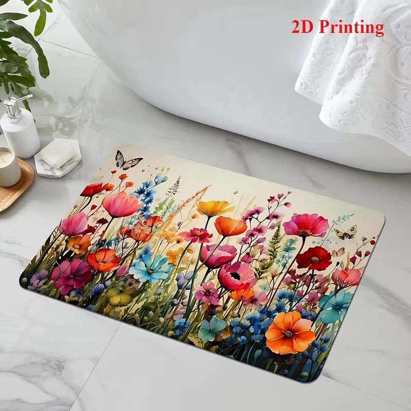 Floral-Themed Comfort Bath Mat Kalsten