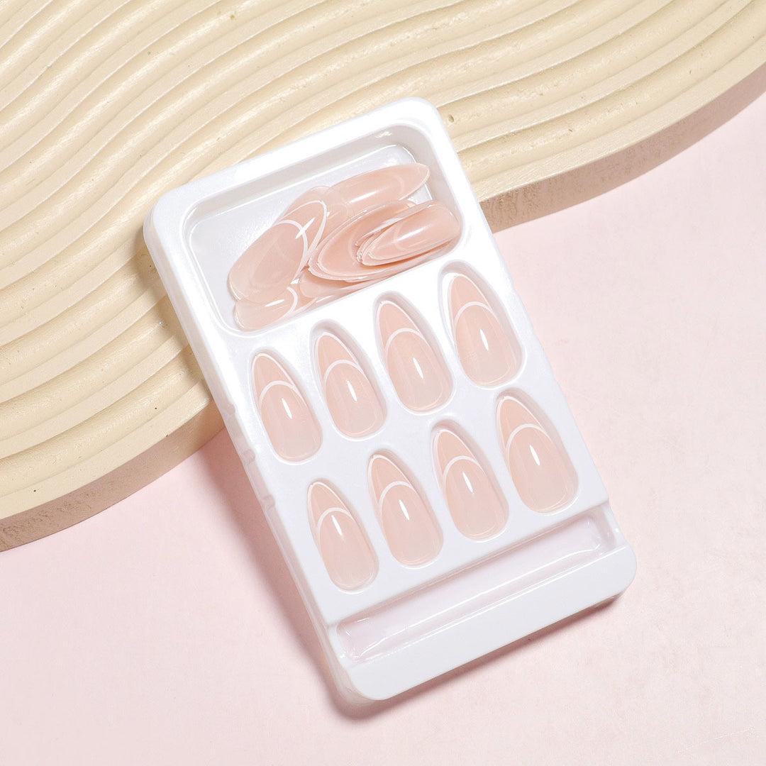 Almond-Shaped Press-On Nails with Elegantly Curved French Tips Kalsten
