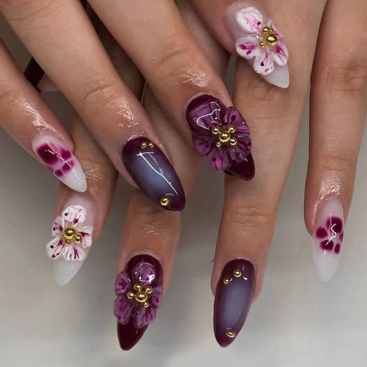 Elegant Floral Bow Press-On Nail Tips Kalsten