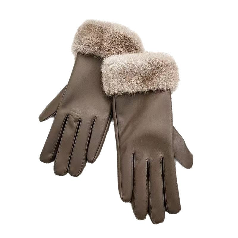 Luxurious Faux Fur Cuff Leather Gloves Kalsten