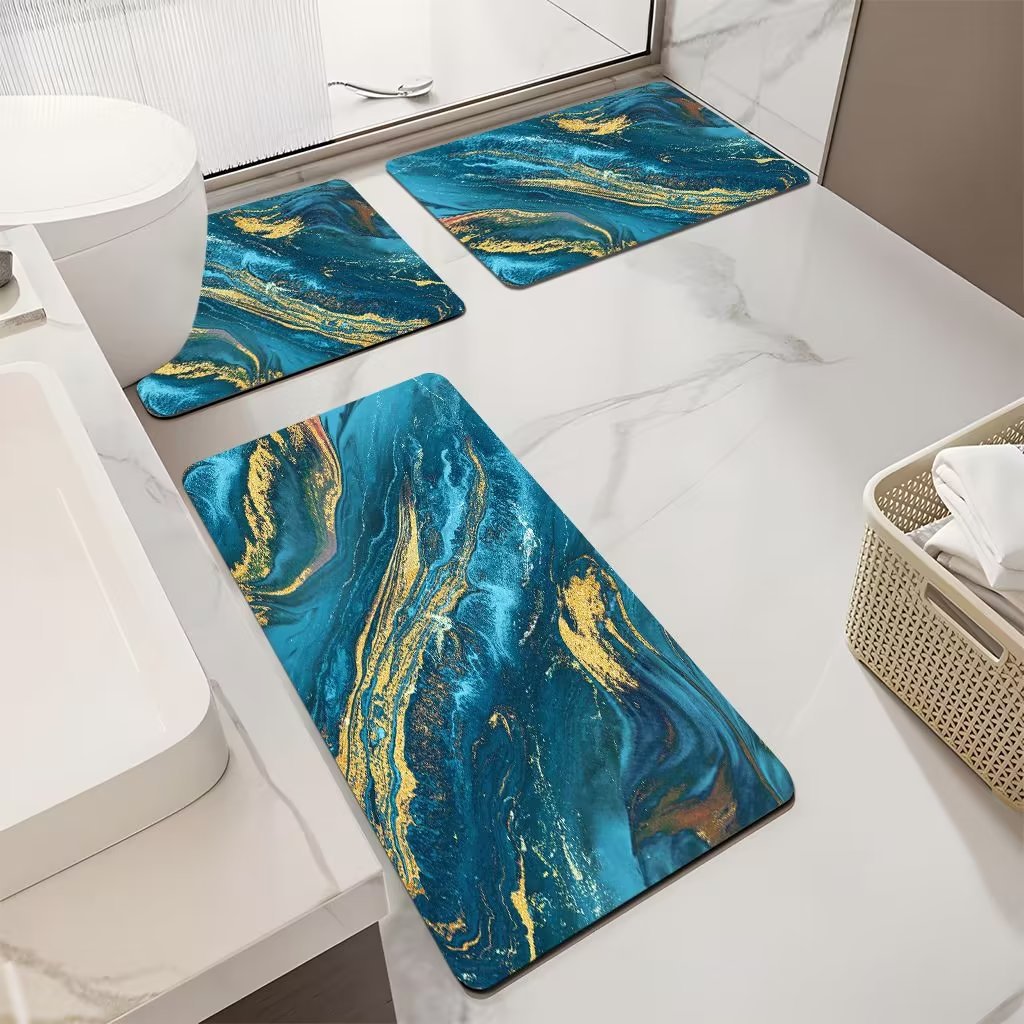 Floral Patterned Bathroom Mat Set Kalsten