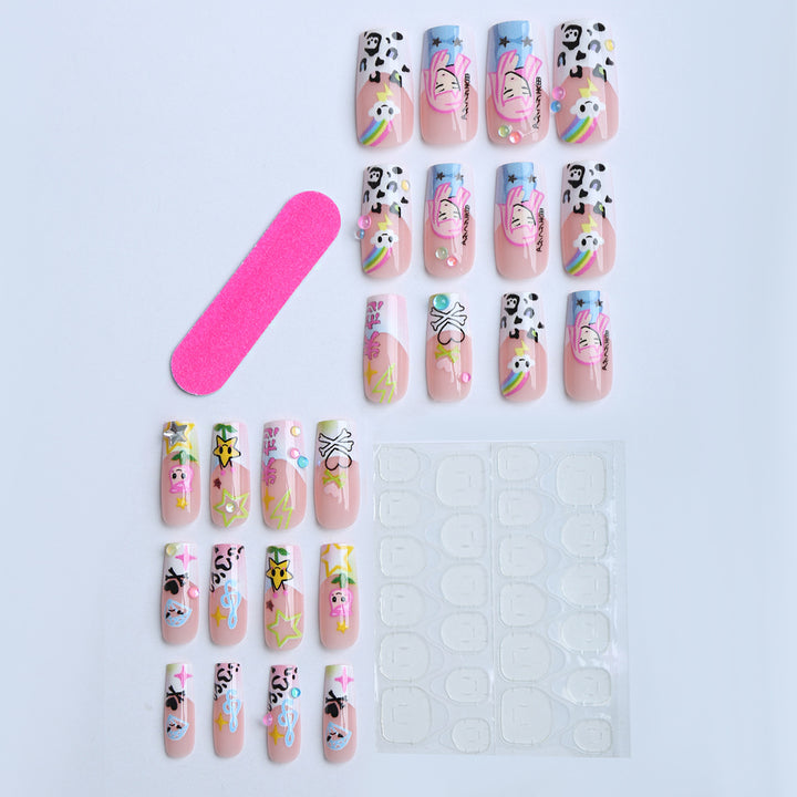 Artificial nails with colorful design Kalsten