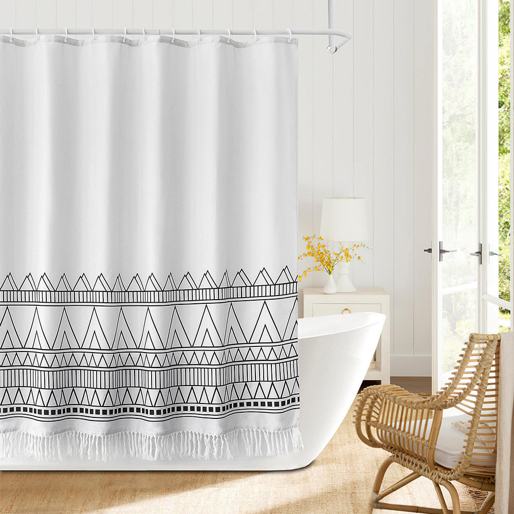 Geometric Fringe Shower Curtain Kalsten