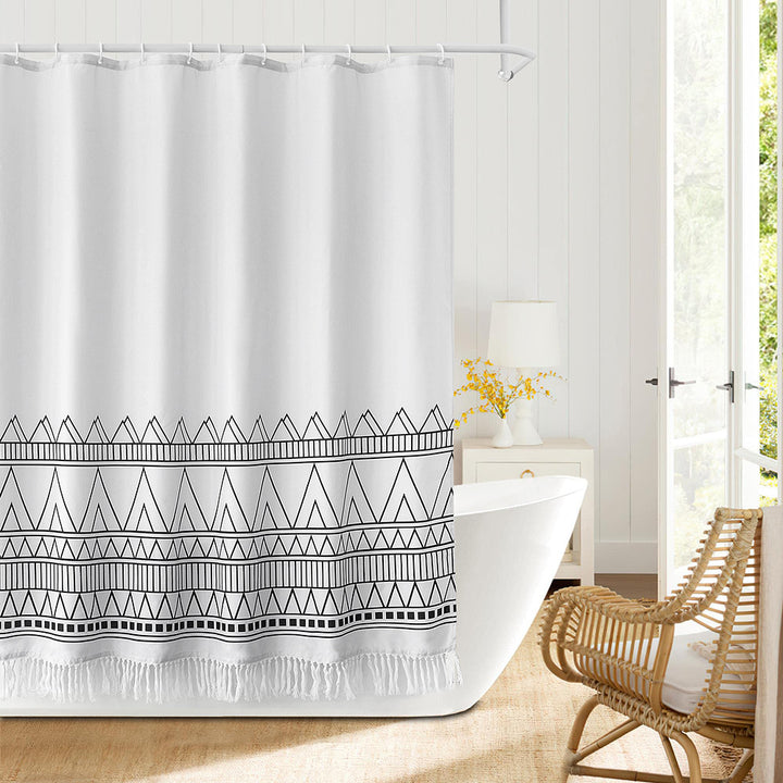 Geometric Fringe Shower Curtain Kalsten