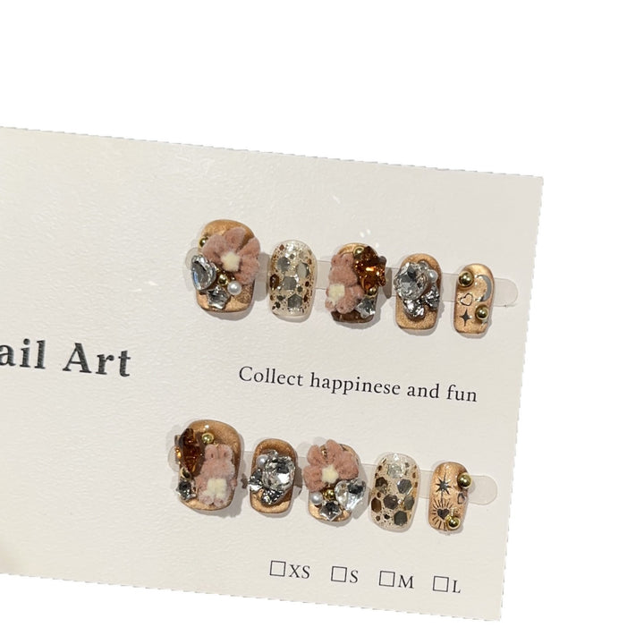 Artistic Floral Embellished Press-On Nail Set
