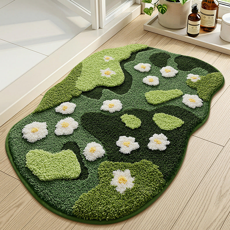 Floral Embellished Indoor Bath Mat Kalsten