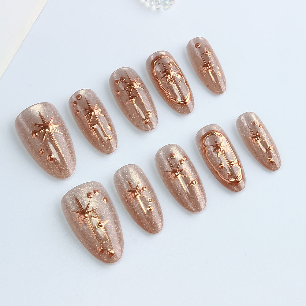 Glamorous Gel Nail Art with Golden Accents Kalsten
