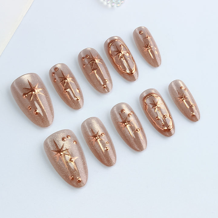 Glamorous Gel Nail Art with Golden Accents Kalsten