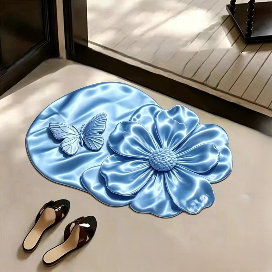 Floral Design Shaped Bath Mat
