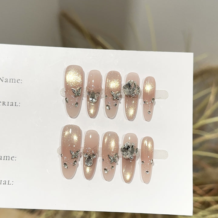 Glamorous Rhinestone Embellished Press-On Nail Set