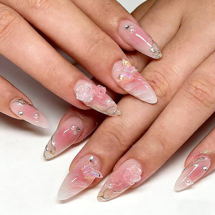 Artificial nail set with elegant blooming 3D decorations Kalsten 1788236934
