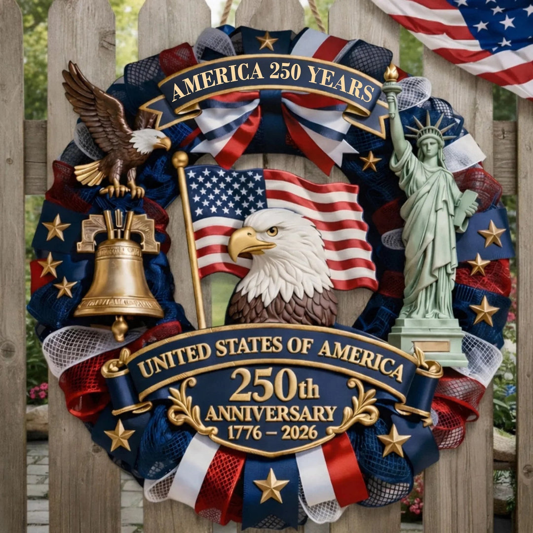 Unisex nan Patriotic Americana Heart Flag Wreath with Ribbon Mesh, Wooden Heart Cutout and Star Accent Bowlsift Kalsten