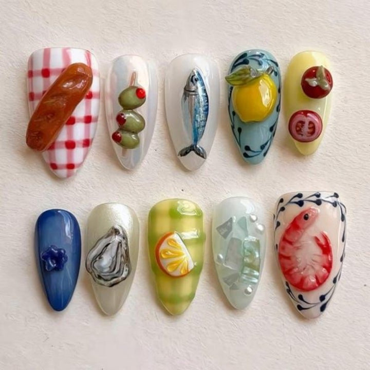 Artistic Ocean-Inspired Press-On Nails Kalsten