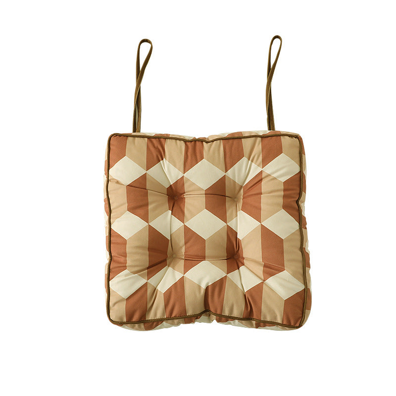 Padded chair cushion with ties and tufted seat Kalsten