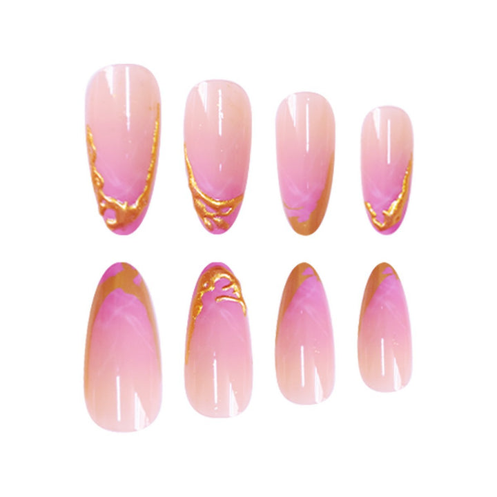 Elegant Stiletto Press-On Nail Extensions with Gold Tip Detail Kalsten