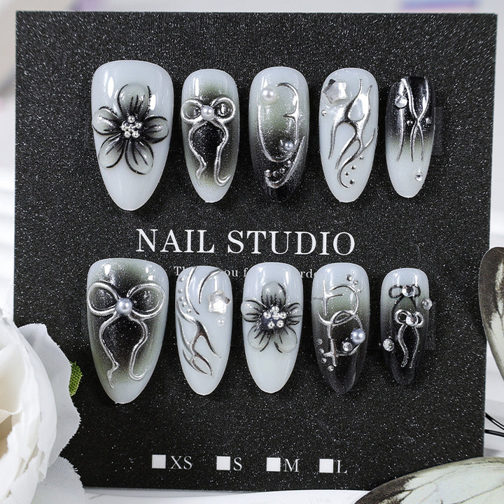 Artificial nails with elegant floral and glittering decorations Kalsten