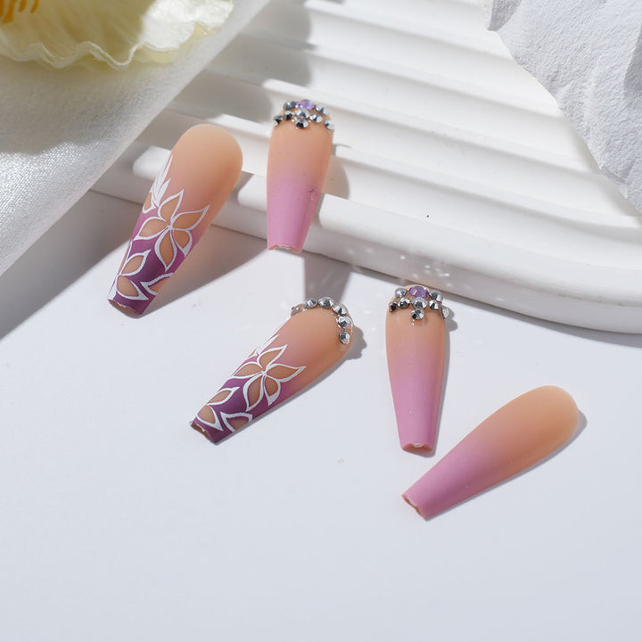 Floral Rhinestone Press-On Nails Kalsten